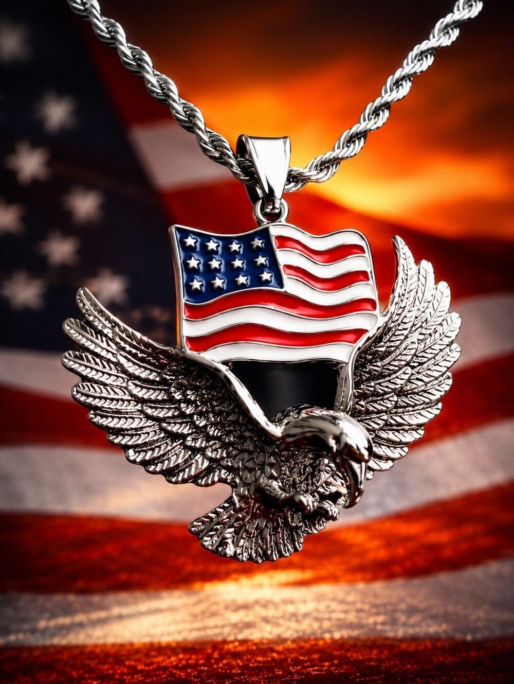 Stainless Steel American Eagle Necklace